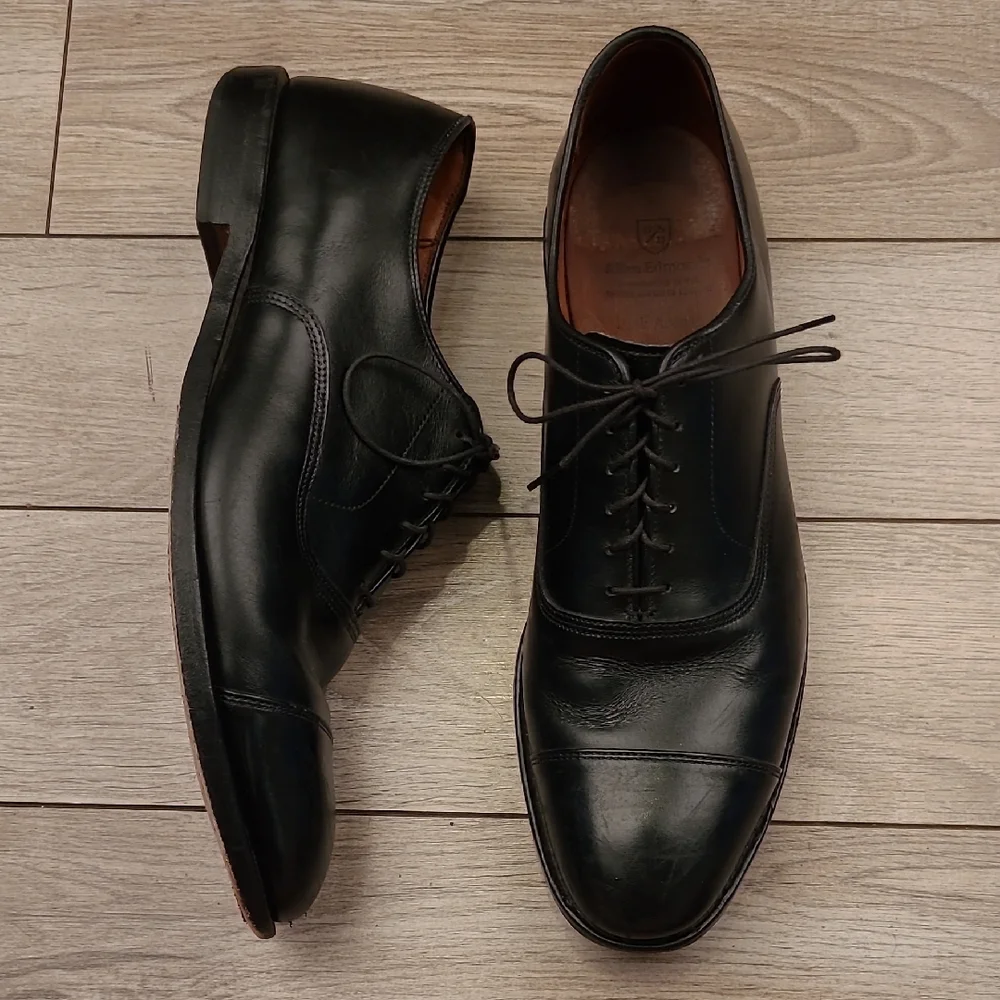 ALLEN EDMONDS Park Avenue Black Leather Cap Toe Sz 12 B‎ Mens Dress Shoes